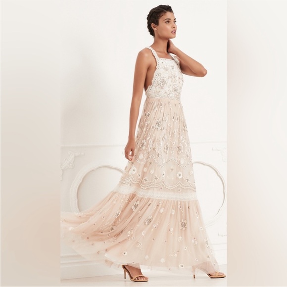 NWT Needle and Thread Pink Petal cluster bib gown xs 🦋 - Picture 3 of 16